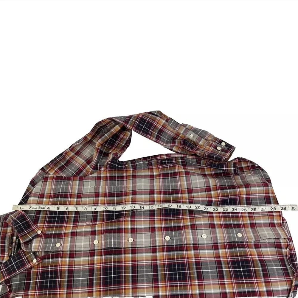 Mens Banana Republic Button Down Long Sleeve Shirt Sz M Red‎ Plaid